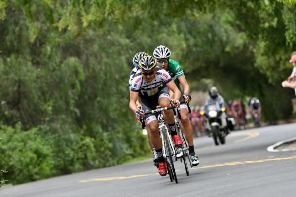 Trek-Livestrong leads another break up the road.