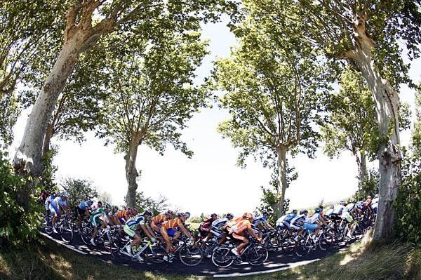 The peloton rolls over the Tour de France's 13th stage.