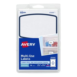 Avery Multi-Use Labels, Paper, White, Blue Border, 2-1/2