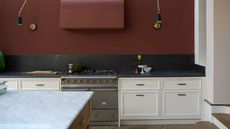 kitchen with dark red wall