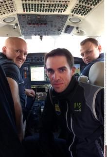 Tinkoff-Saxo's Alberto Contador in Oleg Tinkoff's private jet