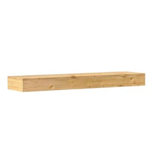 A rectangular wooden floating shelf