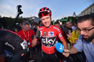 A joyous Chris Froome celebrates his Vuelta victory