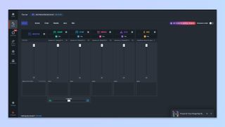 a screenshot of the SteelSeries Sonar app showing the virtual mixing desk, EQ, and presets