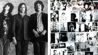 Photographs of The Rolling Stones and the cover of the Exile On Main Street album cover