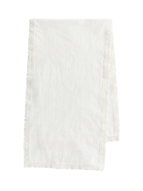 Lace-Trimmed Cotton Table Runner 