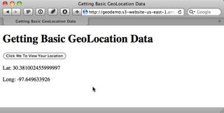 The latitude and longitude coordinates determined natively through the browser