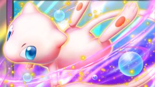 Artwork for the Mew ex card introduced in Pokemon TCG Pocket's Mythical Island expansion.