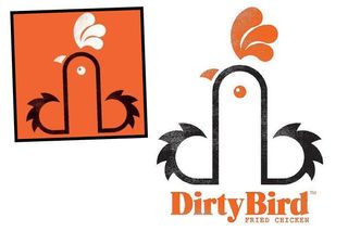 Dirty bird logo - a stylised chicken that could look like a penis