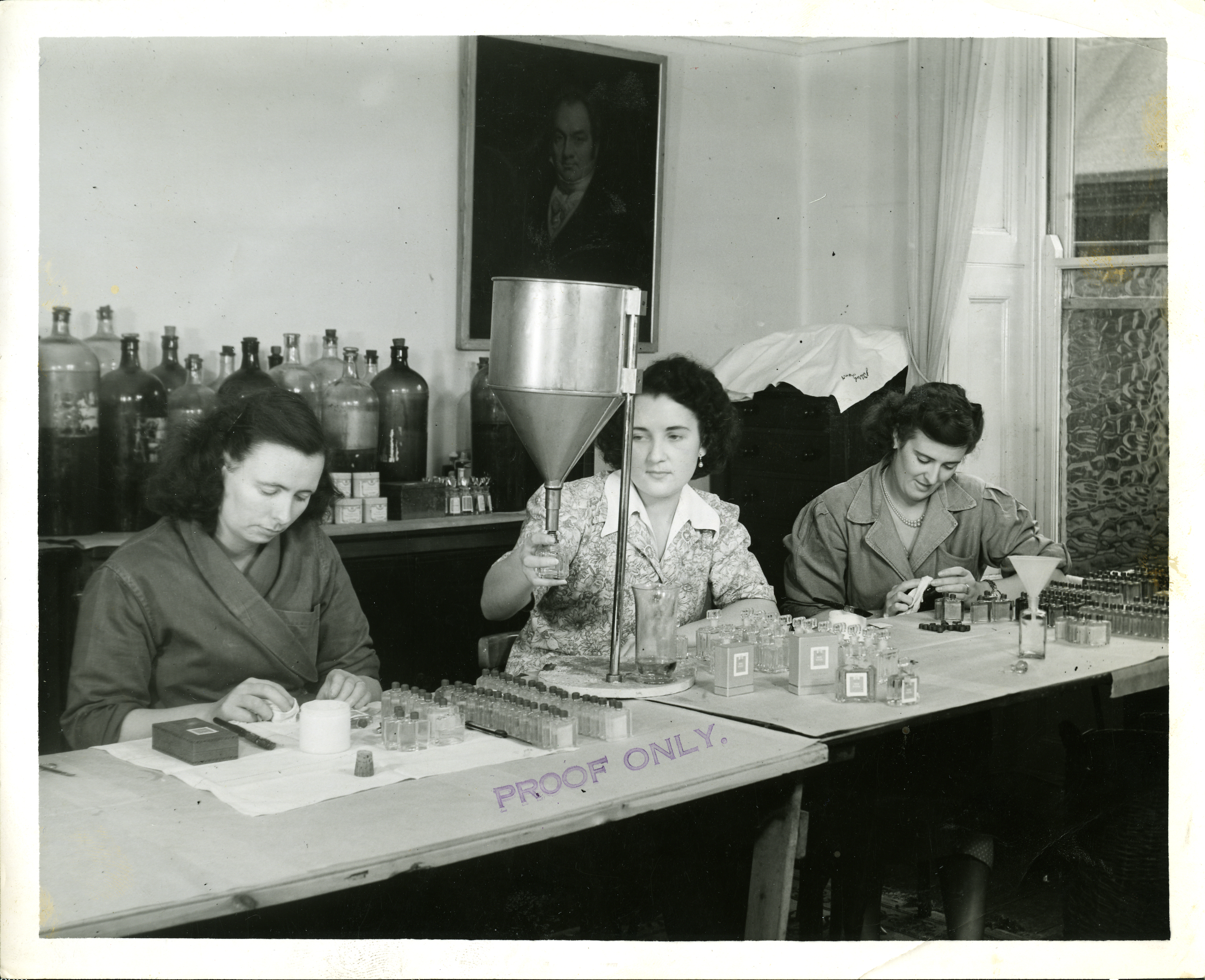 Some of the Floris team filling bottles in the 1940s.
