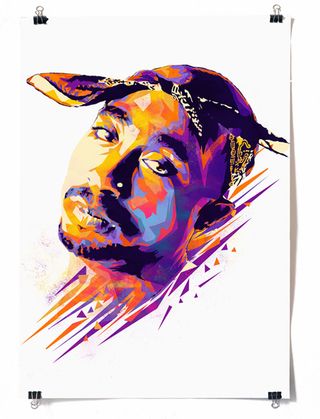This portrait of Tupac Shakur features in Mink Couteaux's 'Dead Rappers' illustration series