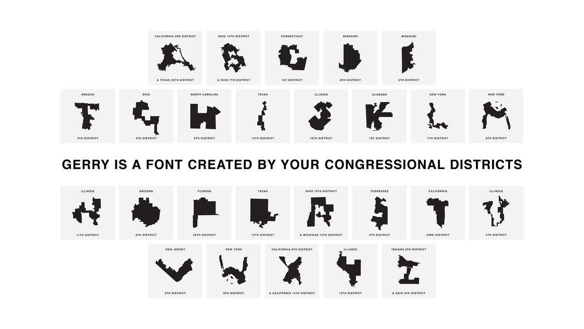 A font made out of Gerrymandered districts.