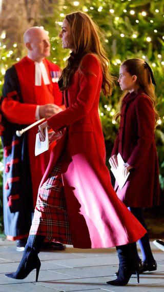 Catherine, Princess of Wales and Princess Charlotte of Wales attend the 'Together At Christmas' Carol Service at Westminster Abbey on December 6, 2024