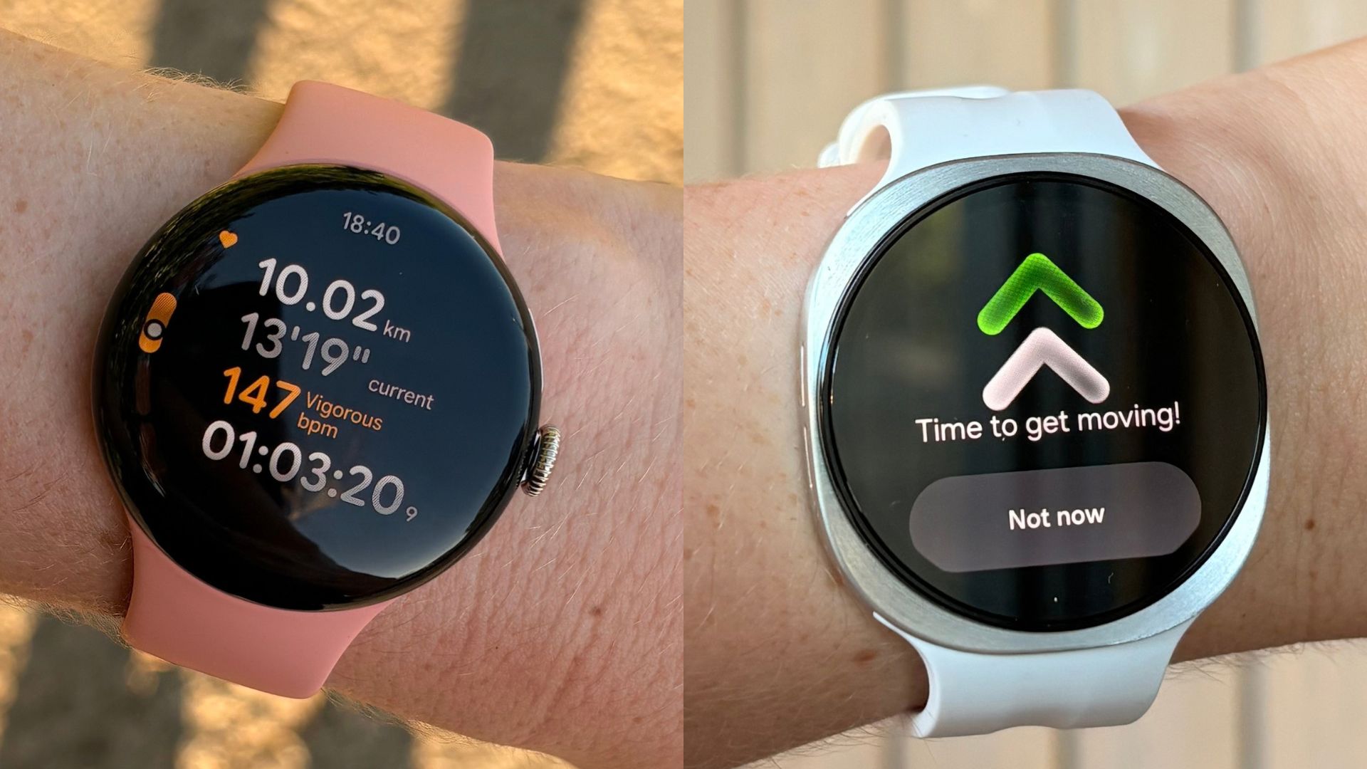 Grace Walsh wearing the Google Pixel Watch 5 and Samsung Galaxy Watch 9