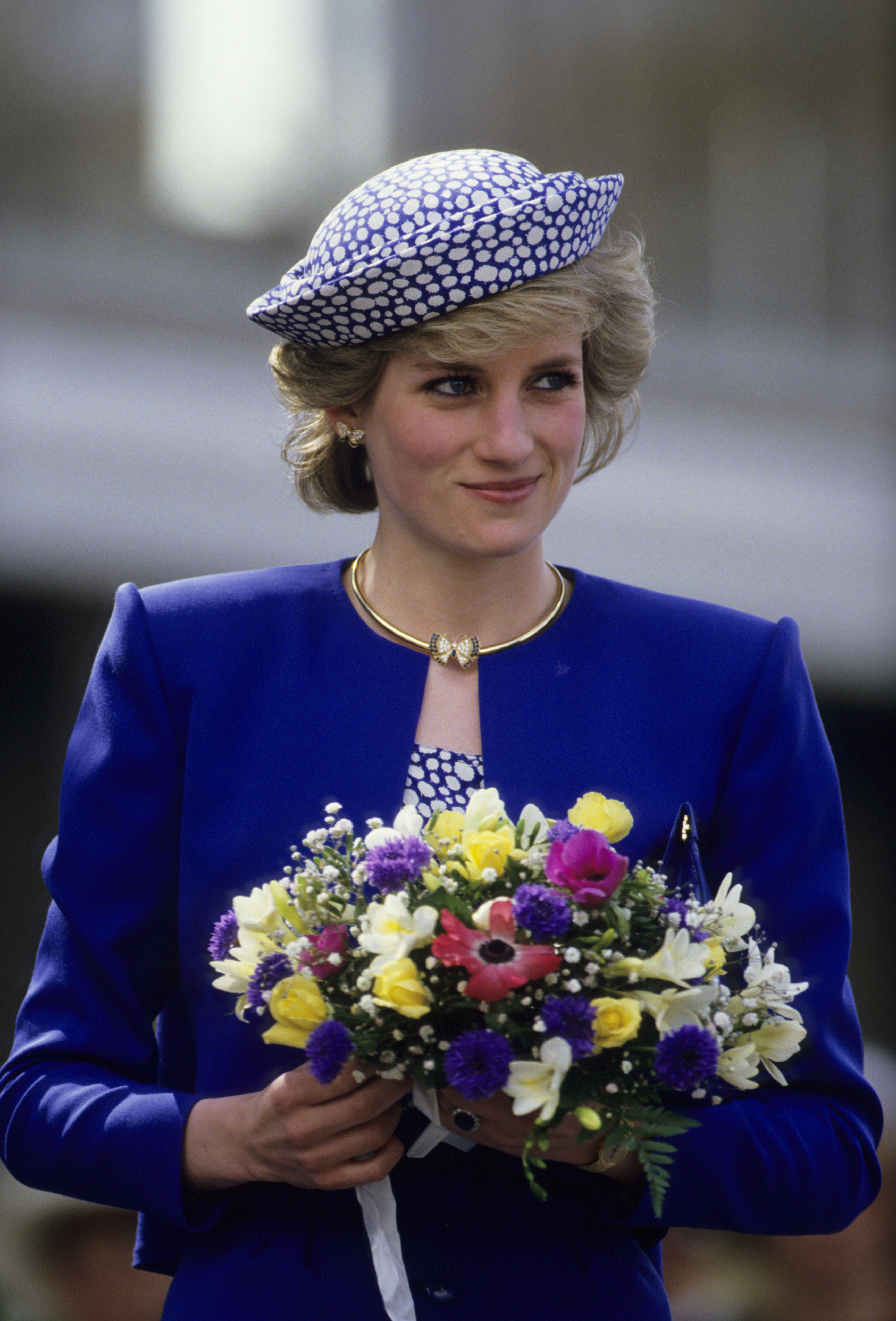 Princess Diana's butterfly earrings during a trip to Canada on May 3, 1986