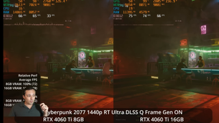 RTX 4060 Ti Cyberpunk 2077 VRAM Capacity Tests w/ Frame Gen