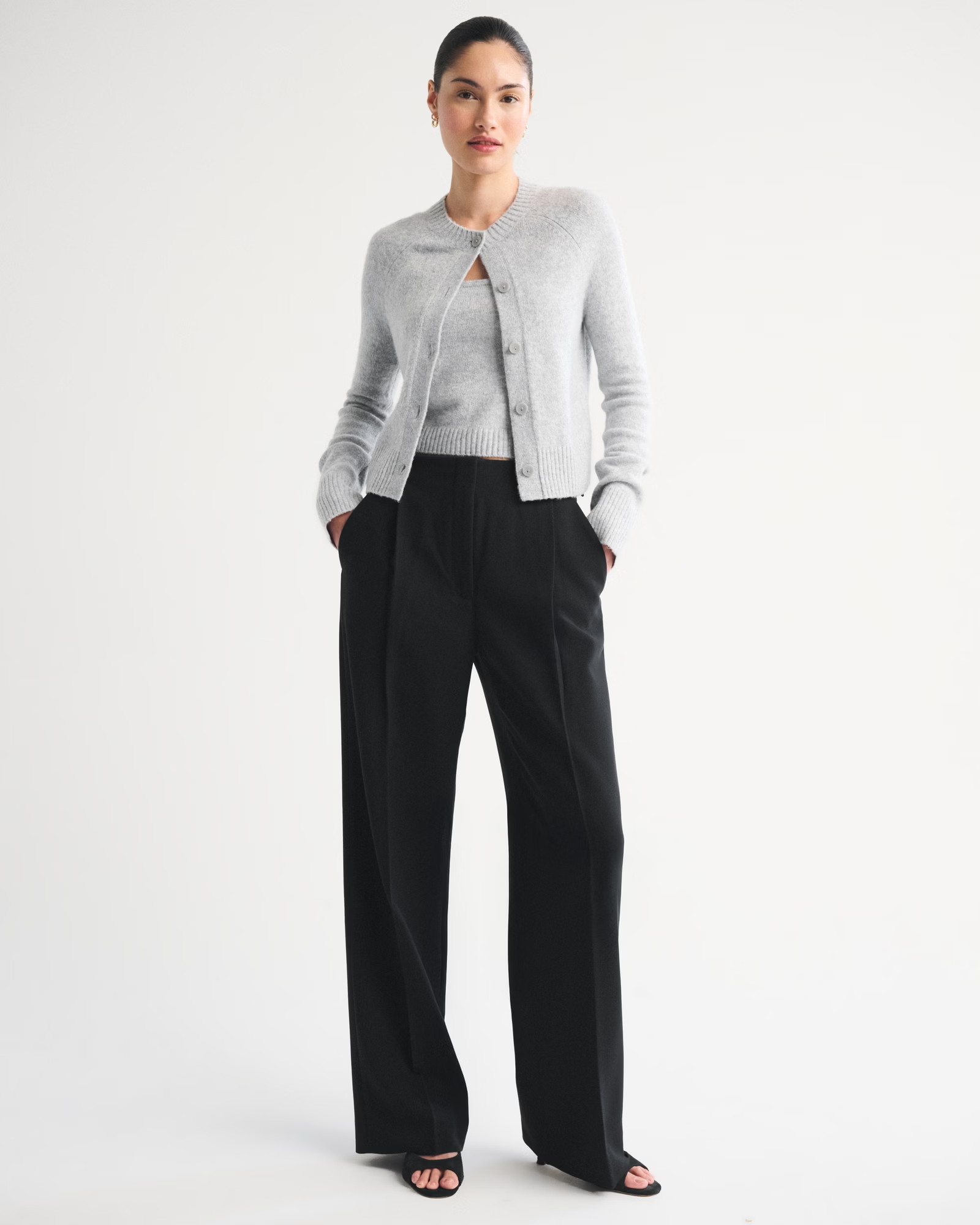 Abercrombie, A&amp;f Sloane Tailored Hardware Wide Leg Pant