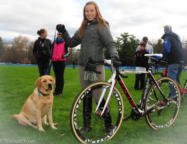 The future Emily Powers with their golden retriever
