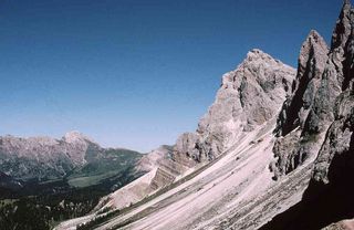 Permian-Triassic rock sections in the Mount Seceda area of northern Italy.