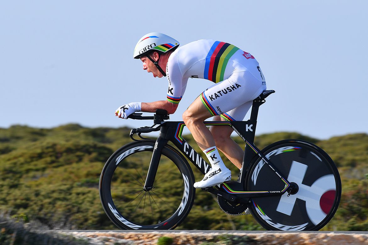 Tony Martin riding to second place in the stage 3 time trial at the Volta ao Algarve