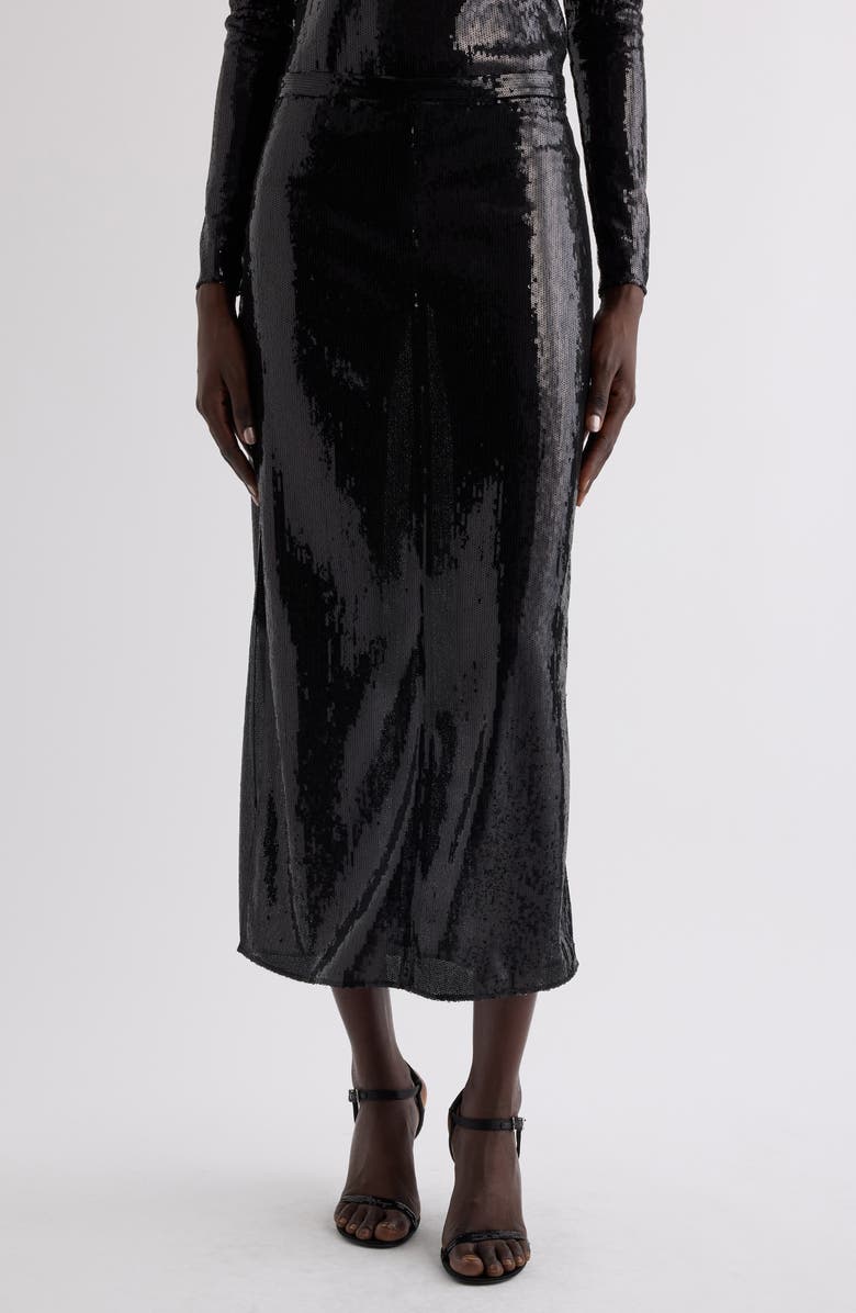 Buckle Cutout Sequin Skirt