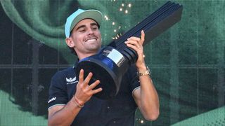 Joaquin Niemann with the LIV Golf Adelaide trophy