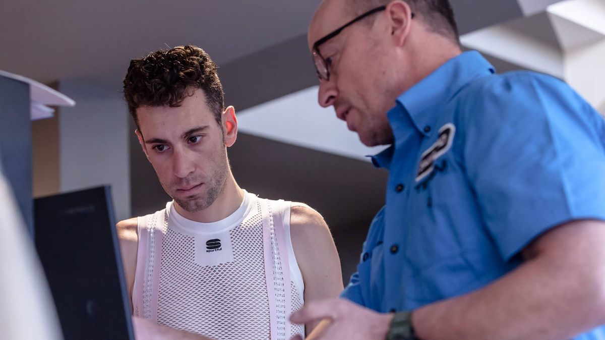 Vincenzo Nibali checking the data