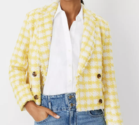 Plaid fringe tweed double breasted jacket ($129.99)