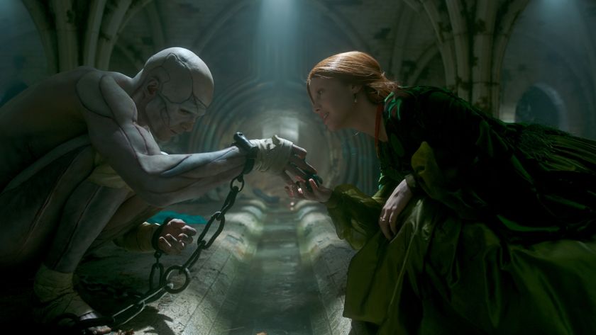 Jacob Elordi as the Creature and Mia Goth as Elizabeth in Frankenstein