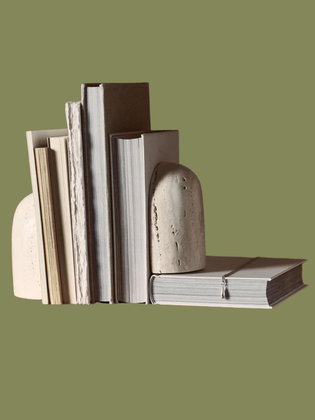 Westwing Collection, Travertine Bookends Sava, Set of 2