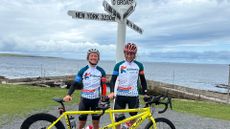 Tandem women Hannah Fawcett (r) and Ede Harrison prepare for their record-setting Land's End to John o' Groats ride September 2024