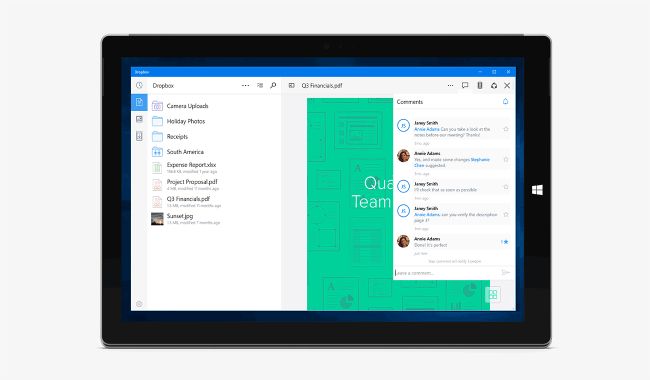 Dropbox Windows 10 app