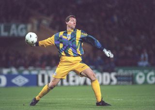 Tim Flowers in action for England against Uruguay in 1995.