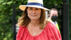 Carole Middleton attends day 11 of the Wimbledon Tennis Championships at the All England Lawn Tennis and Croquet Club on July 09, 2021