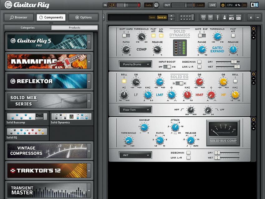 Solid Mix Series uses the Guitar Rig shell - other installed components appear in the browser on the left.