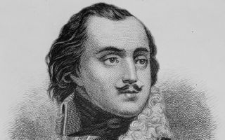 A portrait of the Revolutionary War general Count Casimir Pulaski, engraved by H.B. Hall and published in 1871.