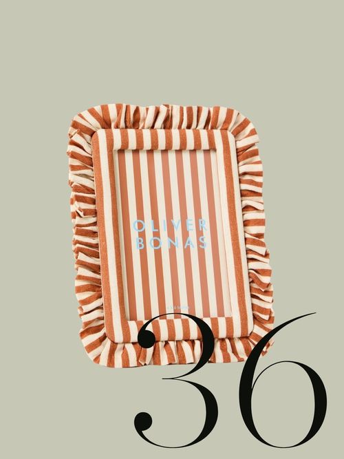 Brown Stripe Fabric Ruffle Photo Frame 