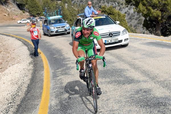Iva&iuml;lo Gabrovski (Konya Torku Seker Spor) climbs to victory on the mountain finish.