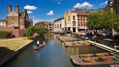 Punting near Magdalene Bridge in Cambridge