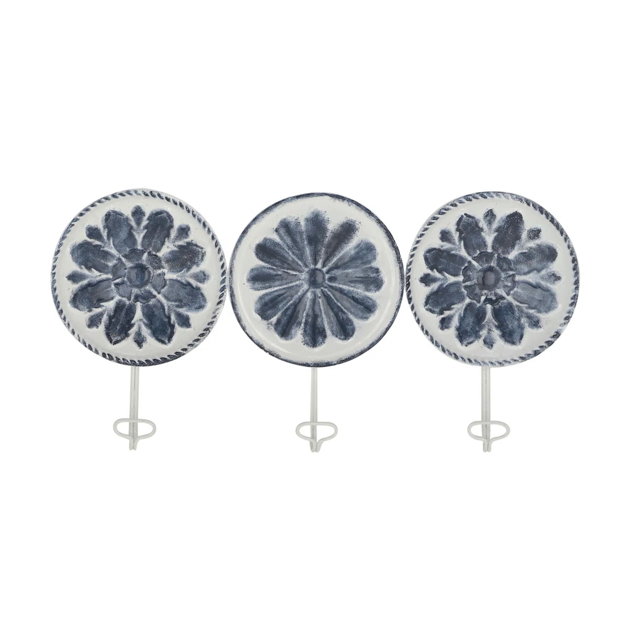 Blue and white decorative wall hooks