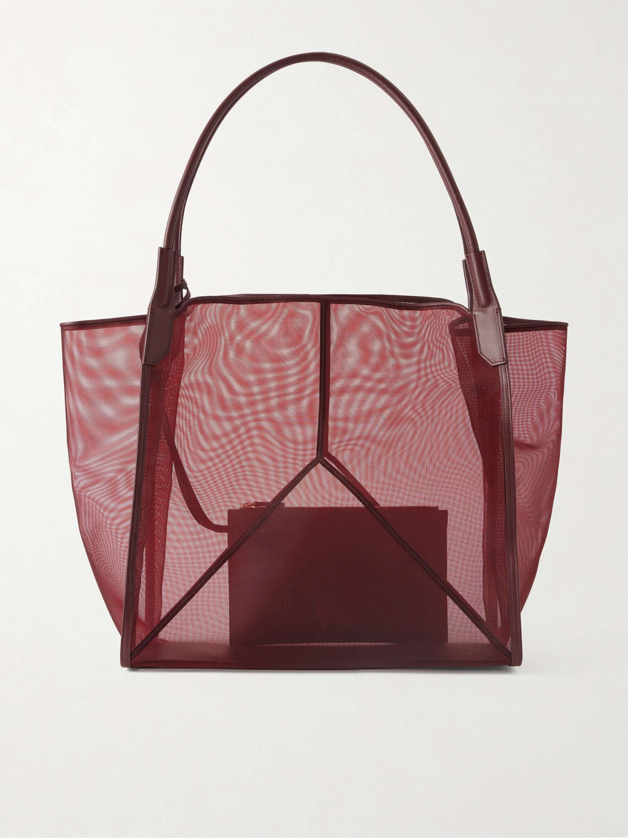 Victoria Leather-Trimmed Mesh Tote