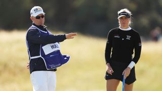 Charley Hull and her caddie Adam Woodward at the 2022 AIG Women's Open