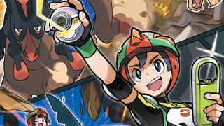 A Pokemon trainer opening a Poke Ball during a fight in the 3DS game, Pokemon Sun & Moon.