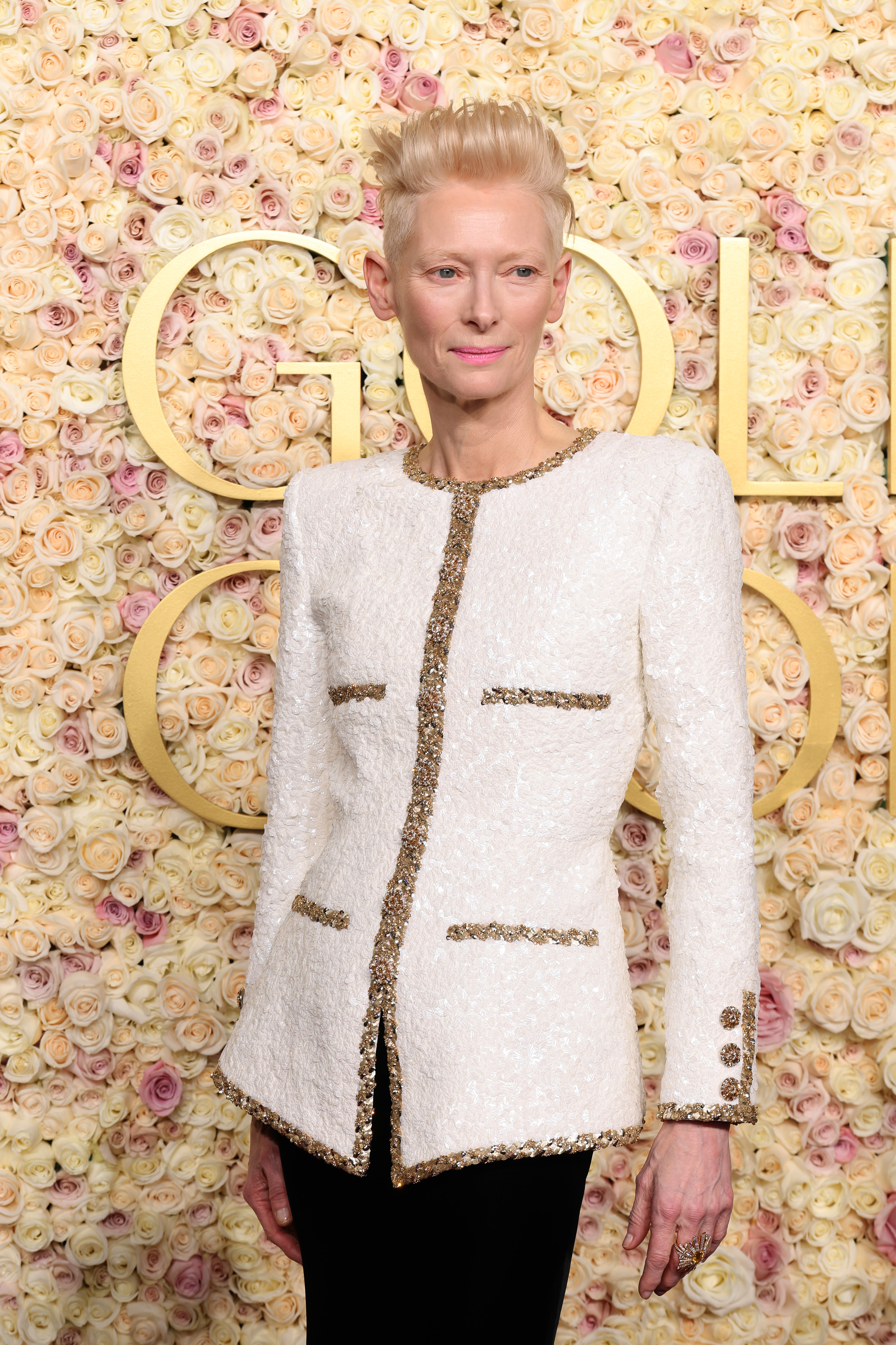 Image of Tilda Swinton wearing an undercut mohawk hairstyle.