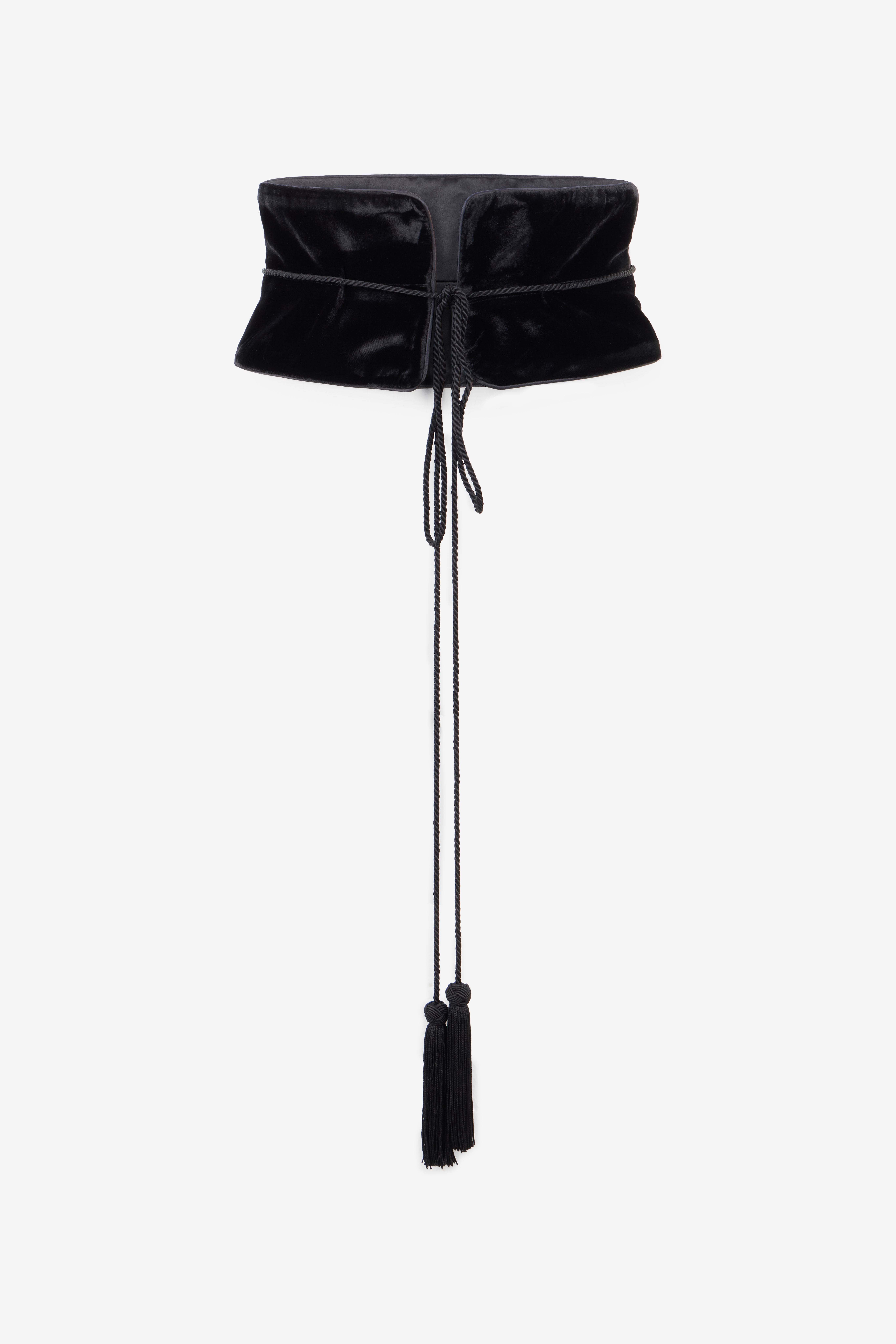 Roberto Cavalli, Black Velvet Corset Belt With Tassels