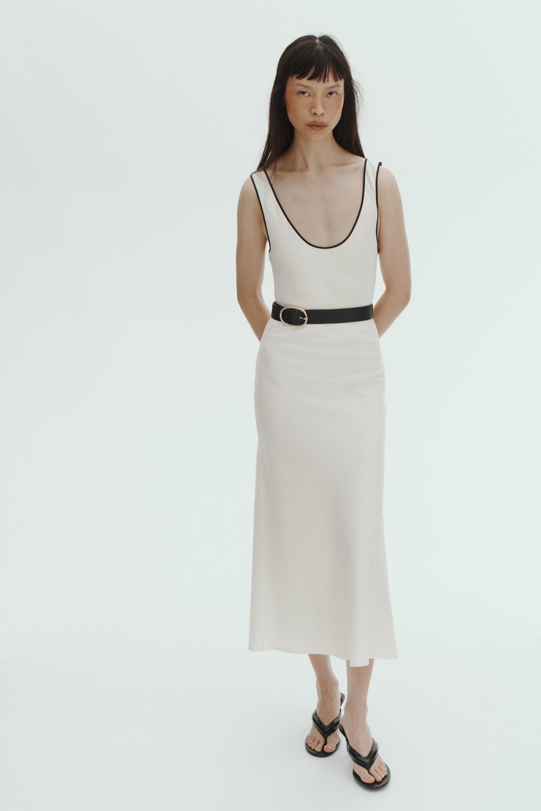 Linen-Blend Slip Dress