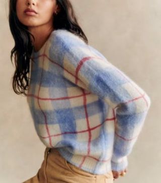 Image of blue checked jumper