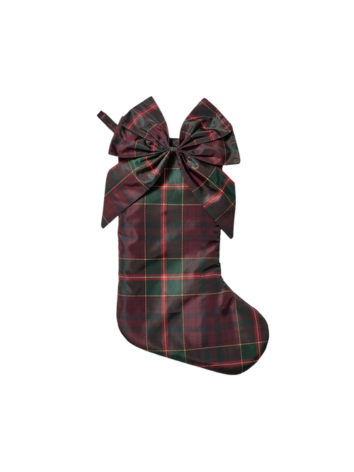 Plaid Bow Printed Holiday Stocking