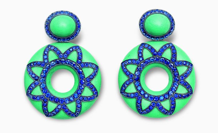 Sapphires are set in floral shapes
