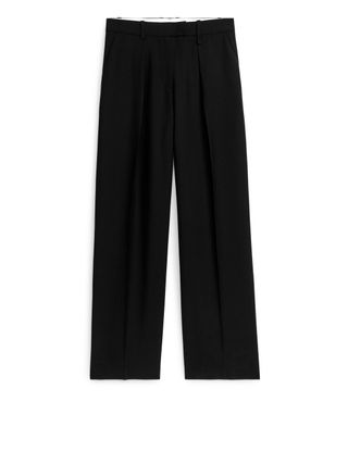 Wool Blend Twill Trousers - Black - Arket Gb